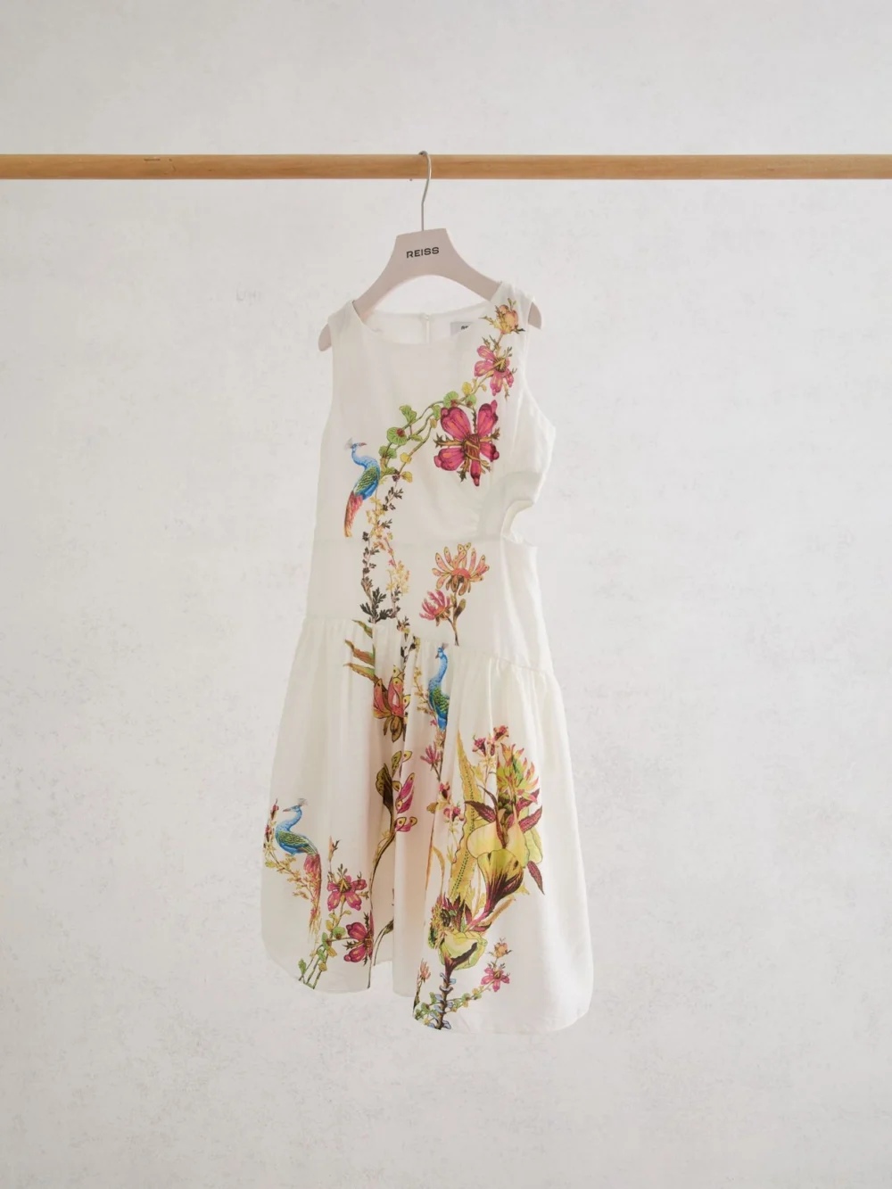 Reiss Print Floral-print Cut-out Midi Dress,, view 2