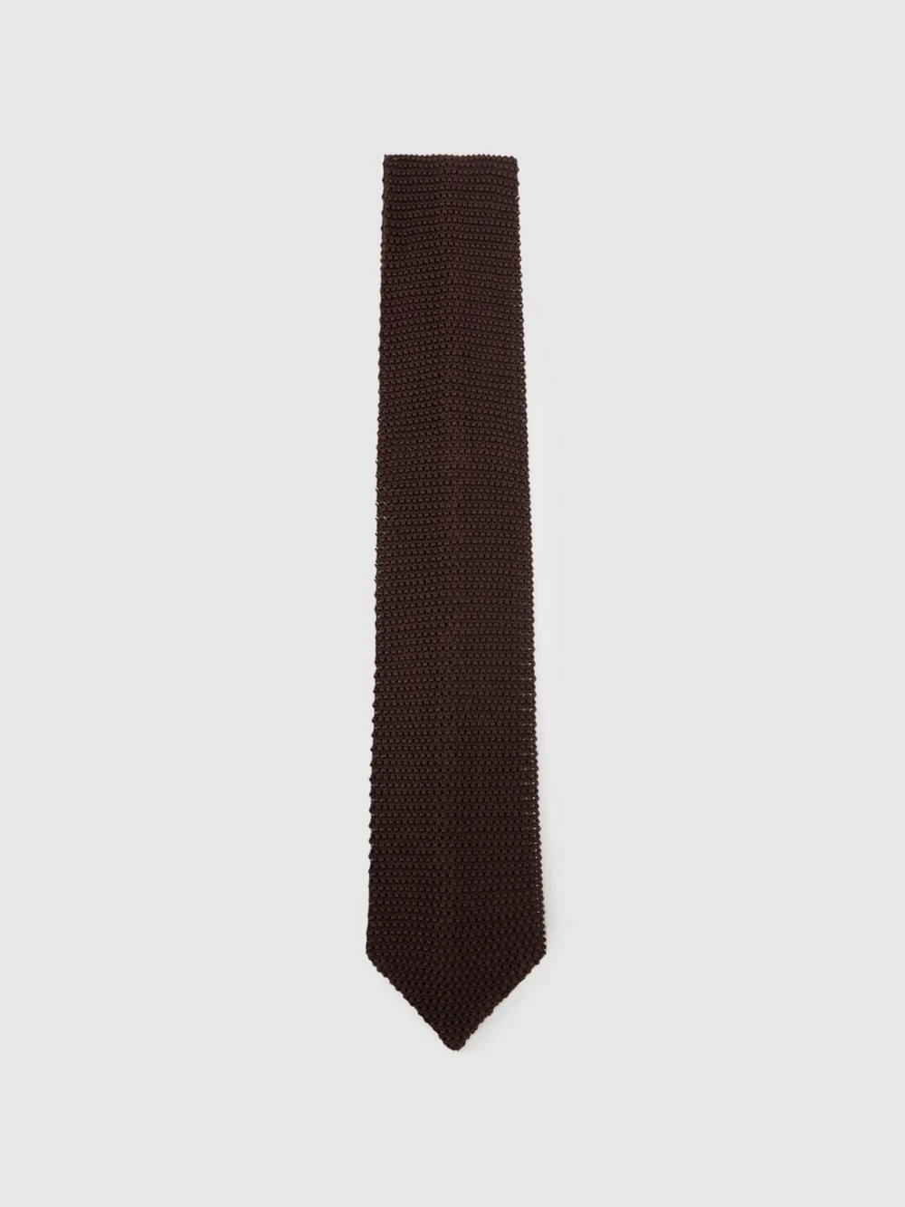 Reiss Punto Men's Dark Brown Silk Knitted Tie,