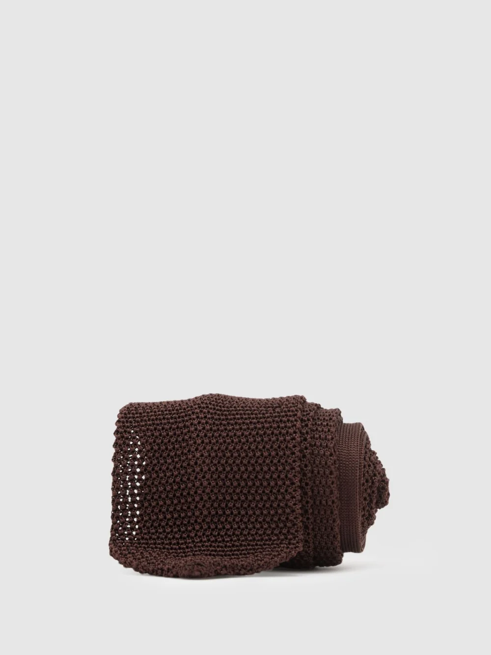 Reiss Punto Men's Dark Brown Silk Knitted Tie,, view 2