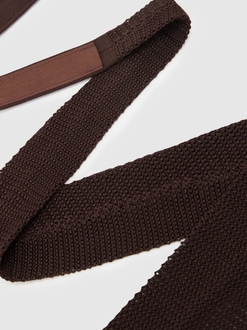 Reiss Punto Men's Dark Brown Silk Knitted Tie,, view 3
