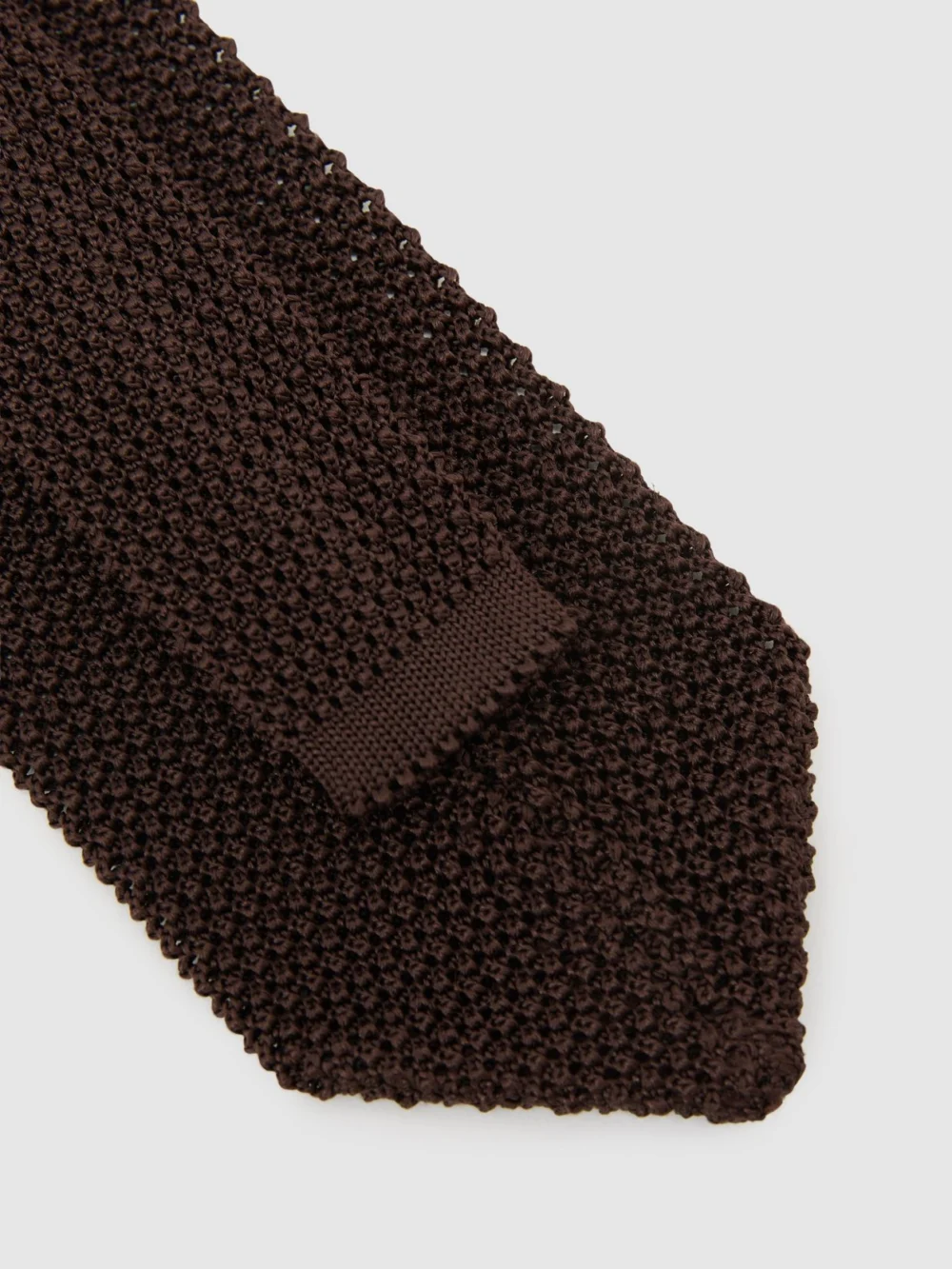 Reiss Punto Men's Dark Brown Silk Knitted Tie,, view 4
