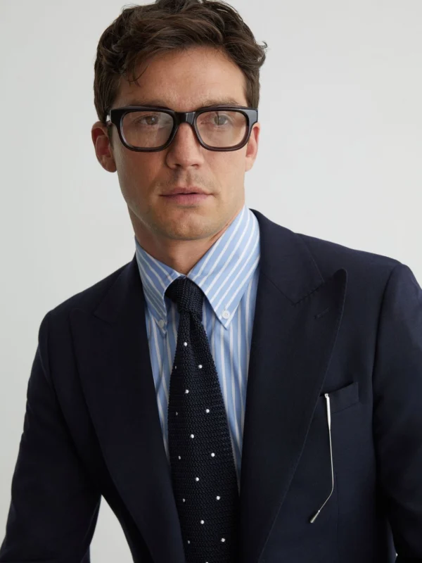 Reiss Punto Spot Men's Navy Punto Silk Knitted Pin-dot Tie,