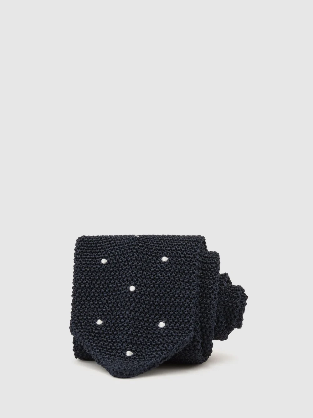 Reiss Punto Spot Men's Navy Punto Silk Knitted Pin-dot Tie,, view 2