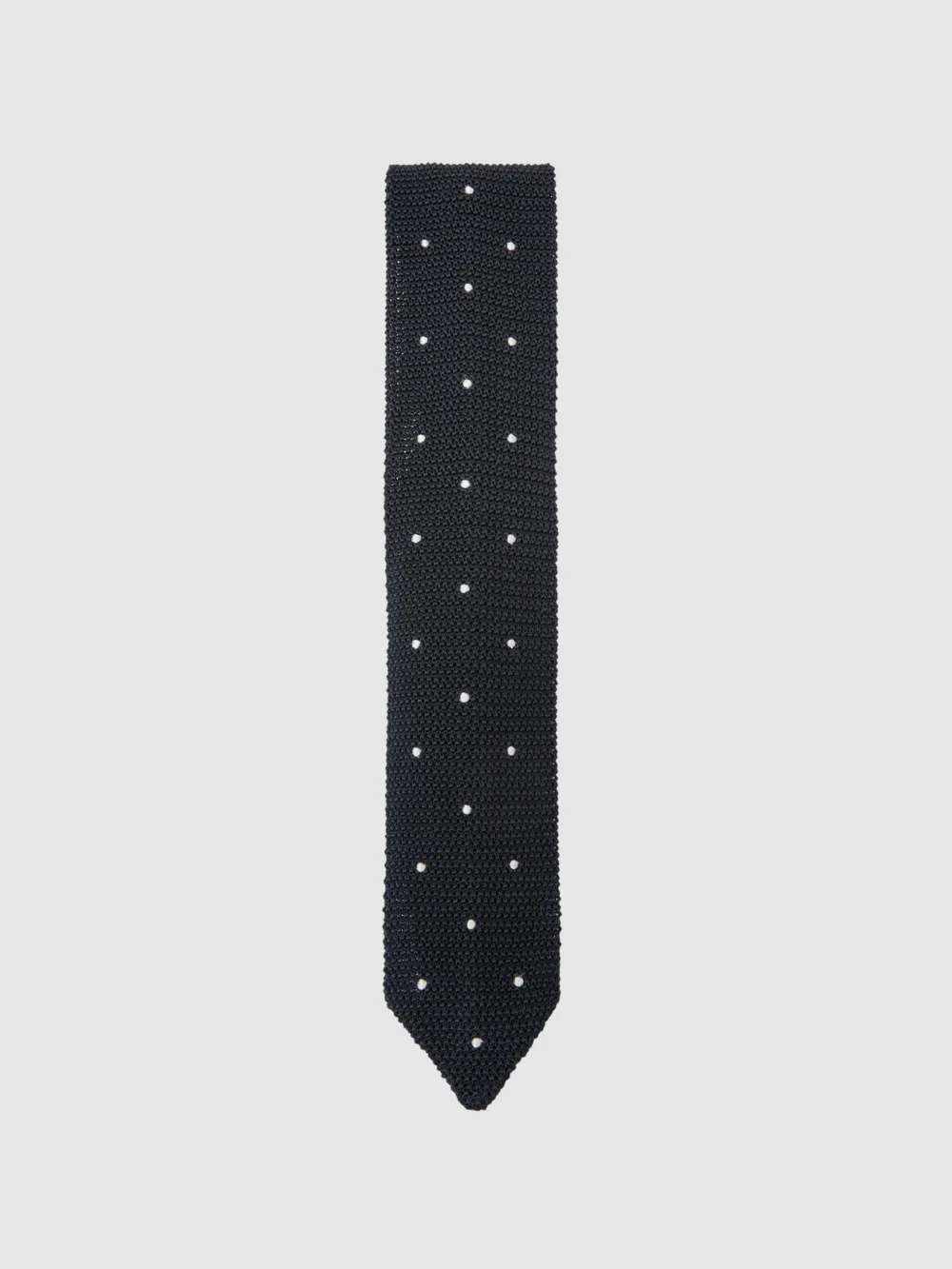 Reiss Punto Spot Men's Navy Punto Silk Knitted Pin-dot Tie,, view 3