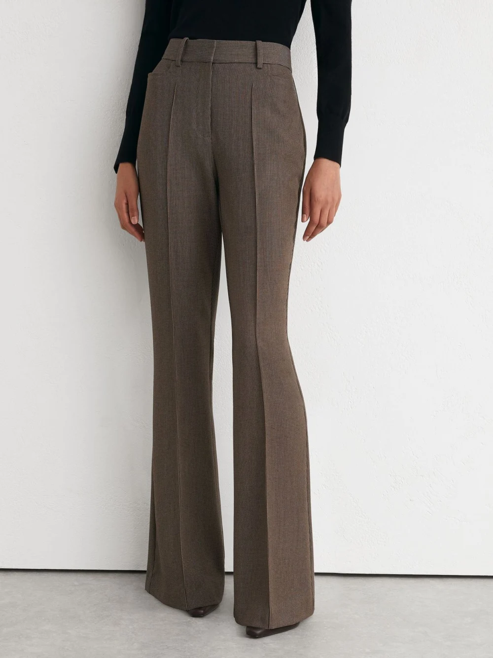Reiss Puppytooth Petite Flared Suit Trousers, view 3