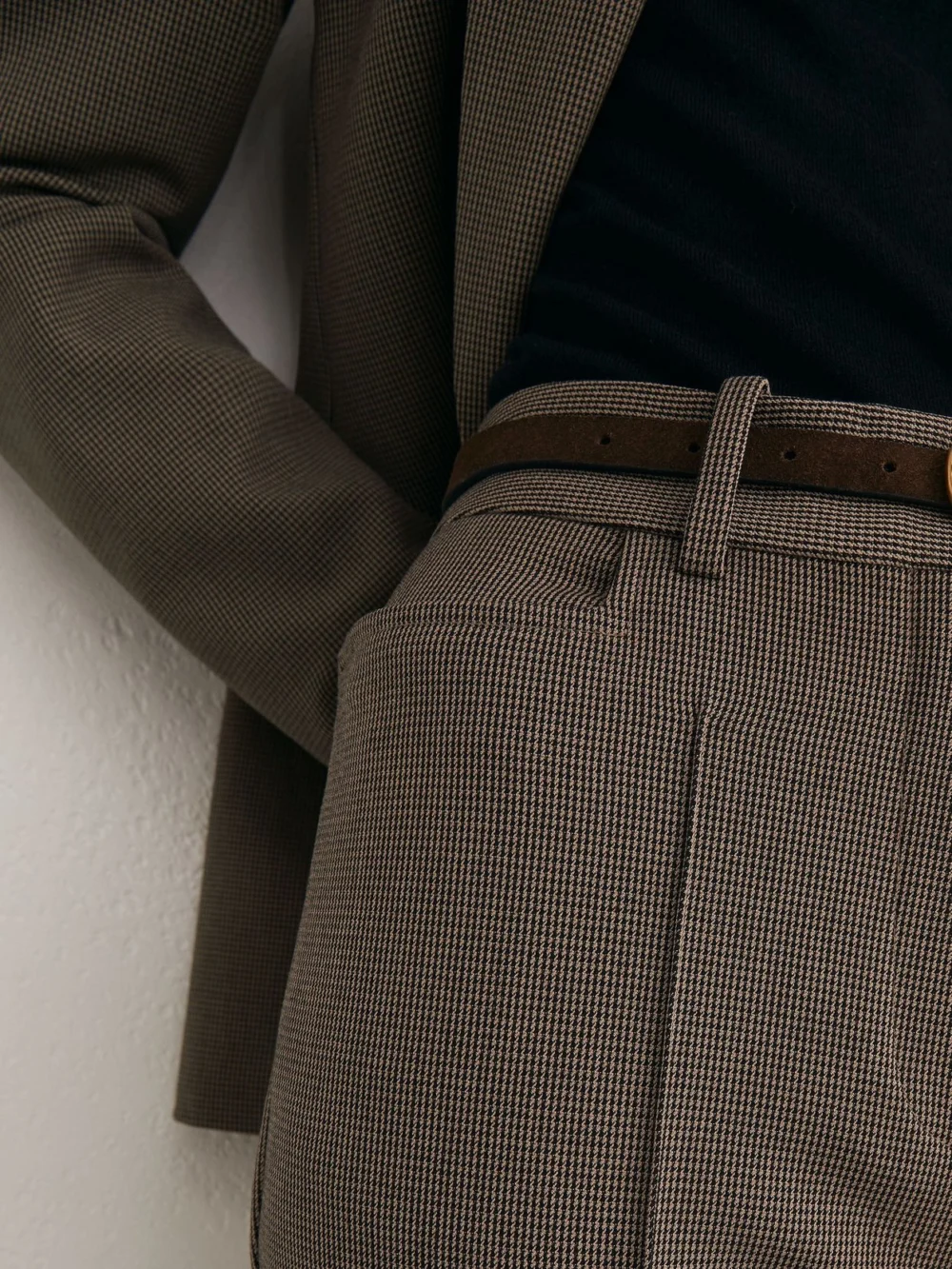 Reiss Puppytooth Petite Flared Suit Trousers, view 4
