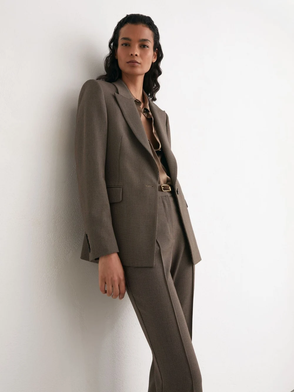 Reiss Puppytooth Petite Tailored Single Breasted Suit Blazer