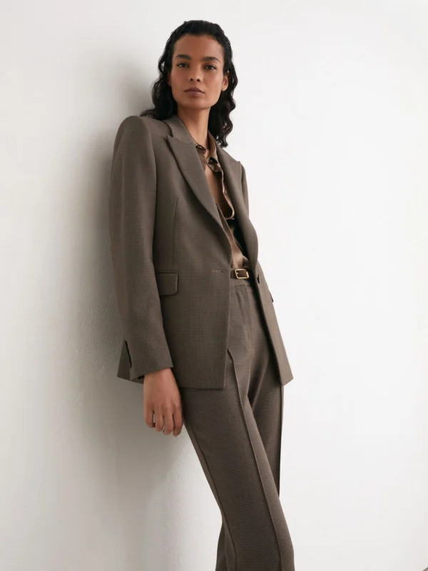 Reiss Puppytooth Petite Tailored Single Breasted Suit Blazer
