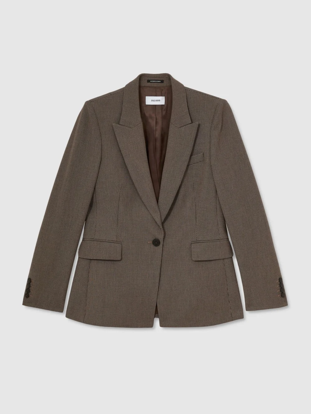 Reiss Puppytooth Petite Tailored Single Breasted Suit Blazer, view 2