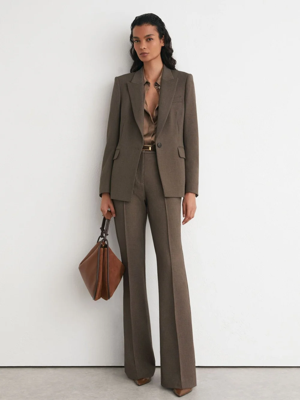 Reiss Puppytooth Petite Tailored Single Breasted Suit Blazer, view 3