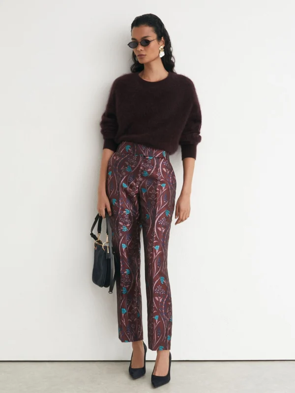 Reiss Purple Jacquard Tapered Trousers