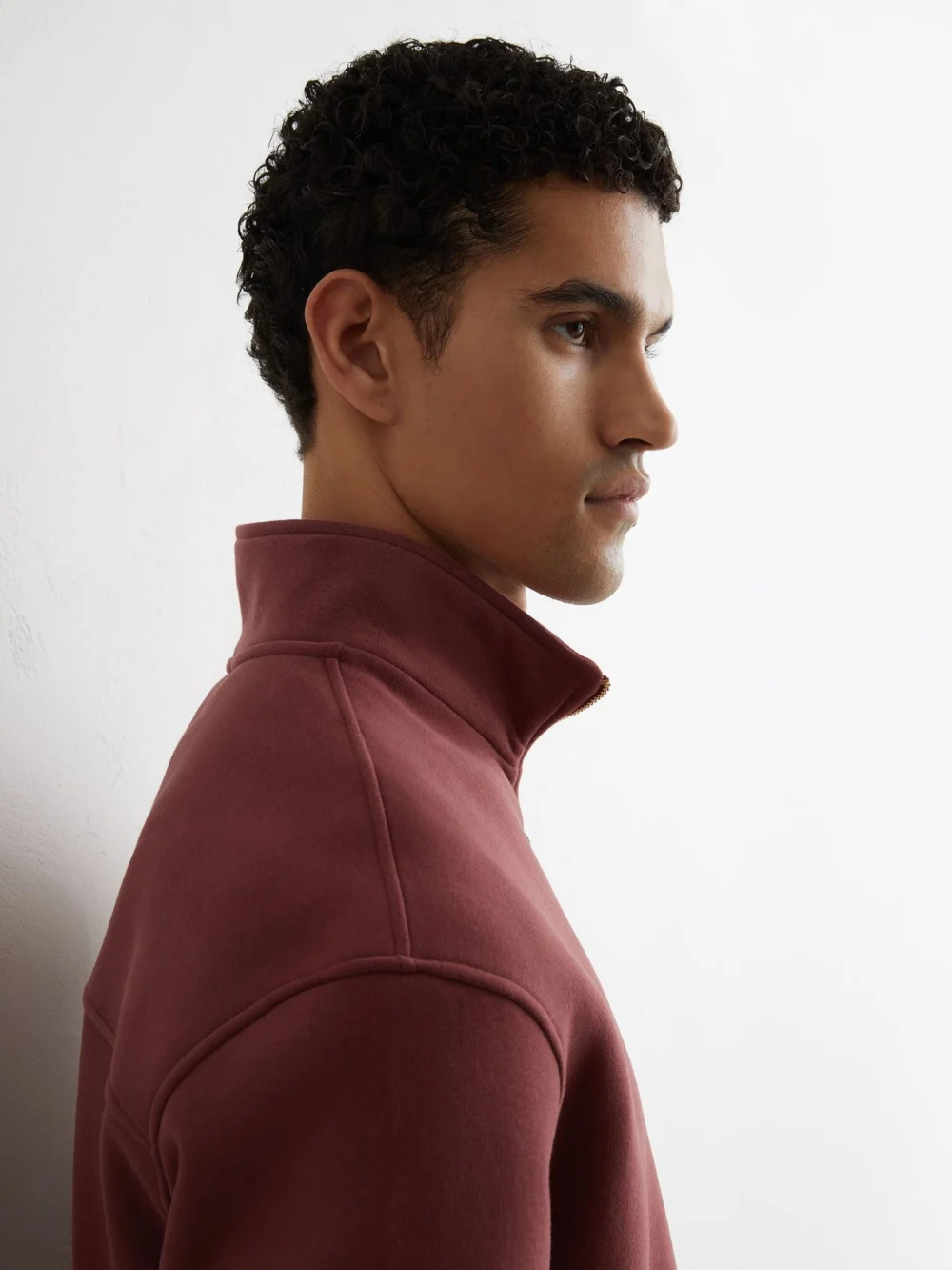 Reiss Raspberry Pink Cotton-blend Washed Half-zip Sweatshirt, view 4