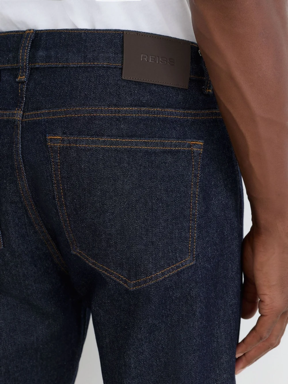 Reiss Raw Indigo Cotton-blend Slim-fit Jeans, view 4