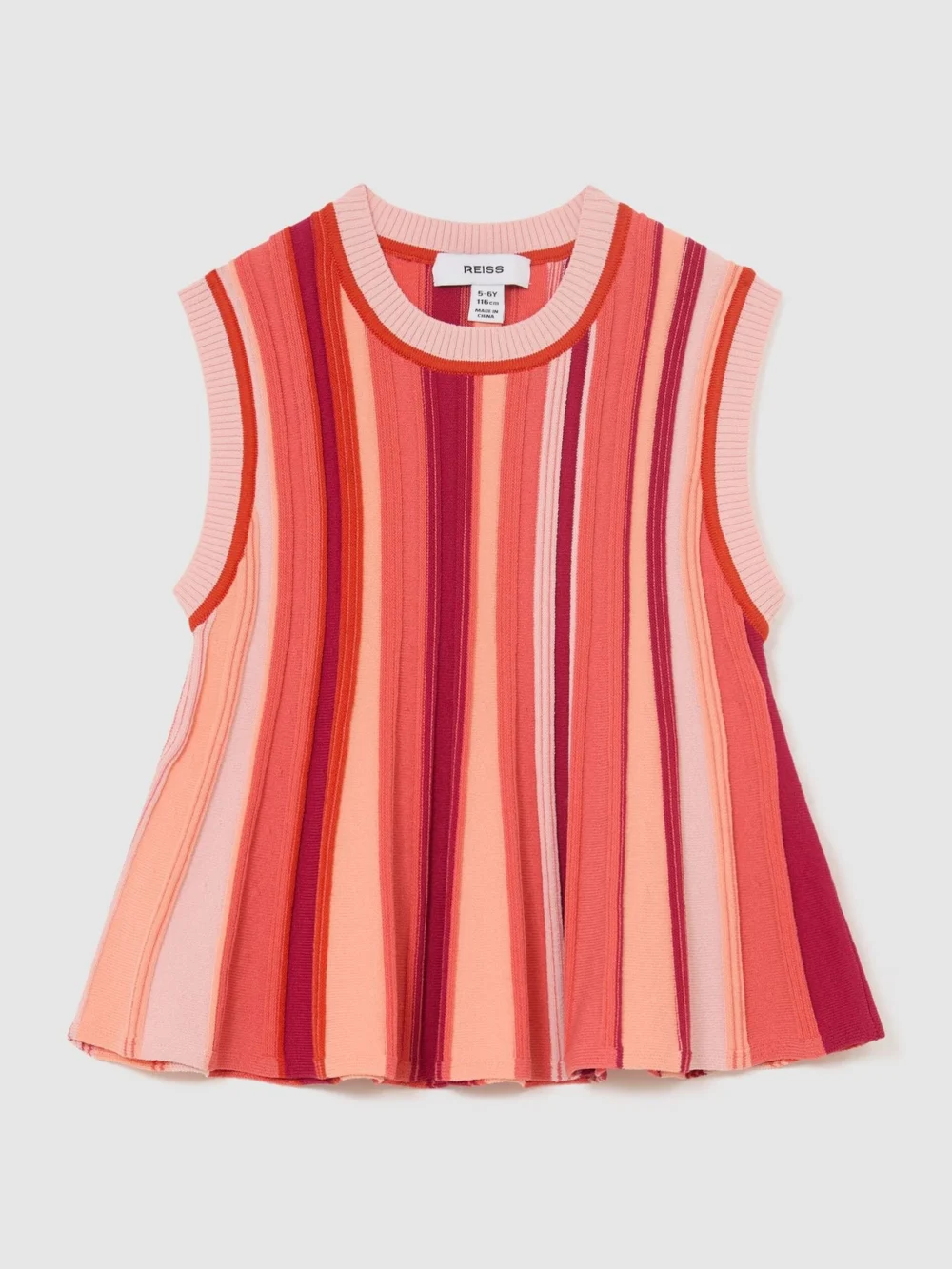 Reiss Red 3-9 yrs Stripe-knit Peplum Top