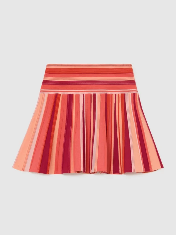 Reiss Red 3-9 yrs Stripe-knit Pleated Skirt
