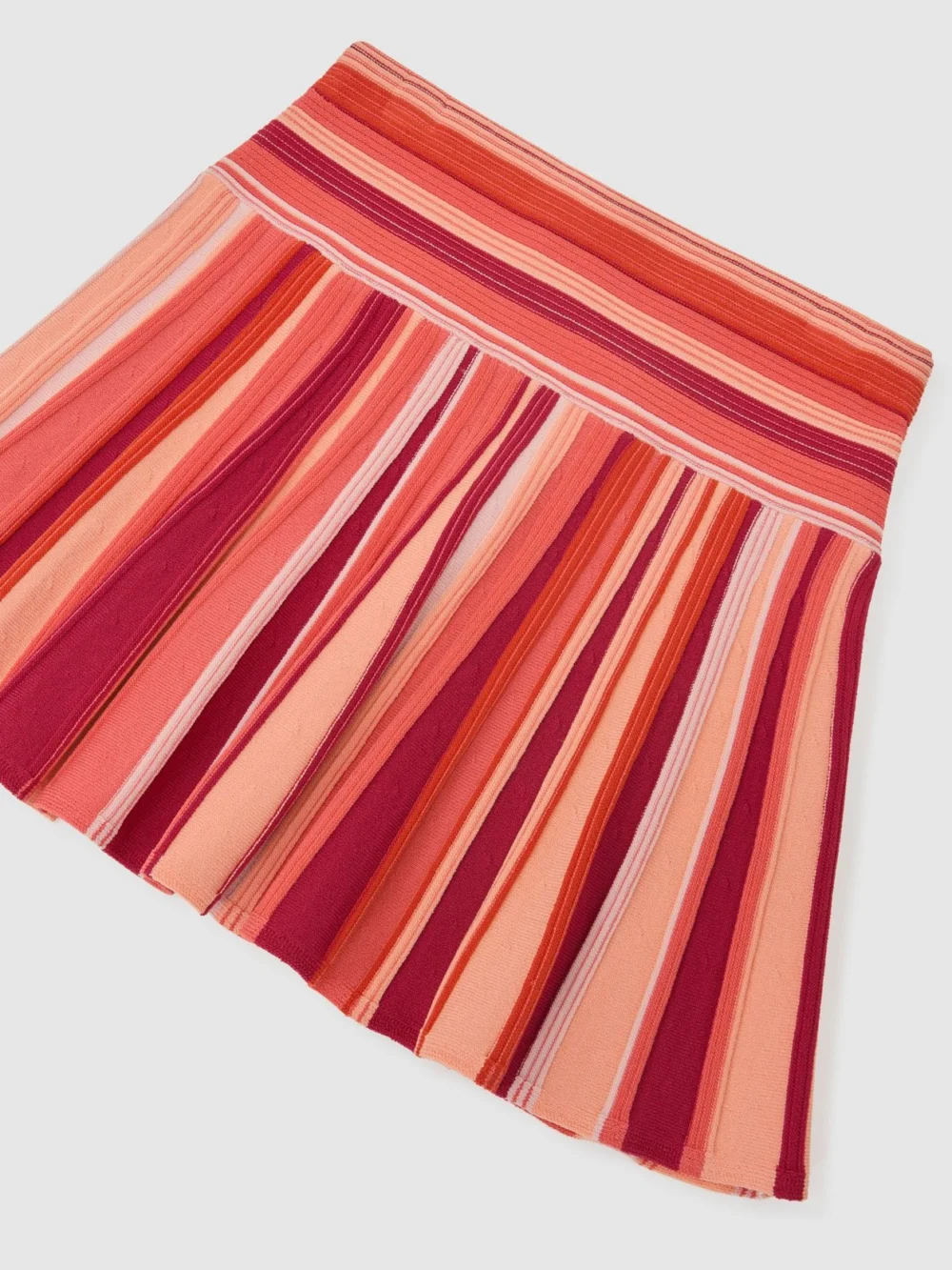 Reiss Red 3-9 yrs Stripe-knit Pleated Skirt, view 3