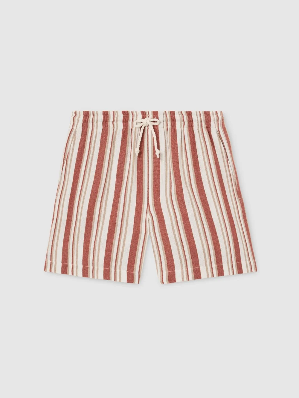 Reiss Red & Stone Striped Drawstring Shorts, view 2