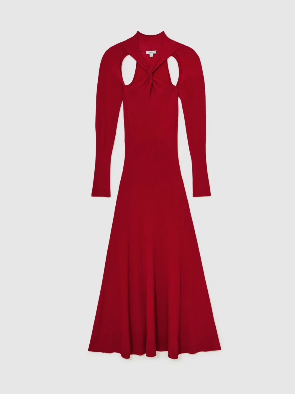 Reiss Red Cut-out Knitted Maxi Dress, view 2