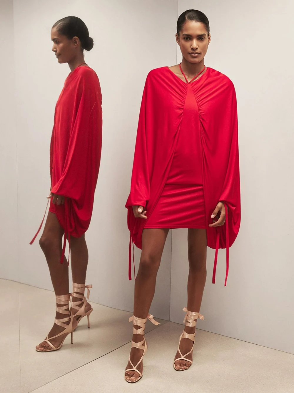 Reiss Red Royal Ballet Batwing Dress, view 3