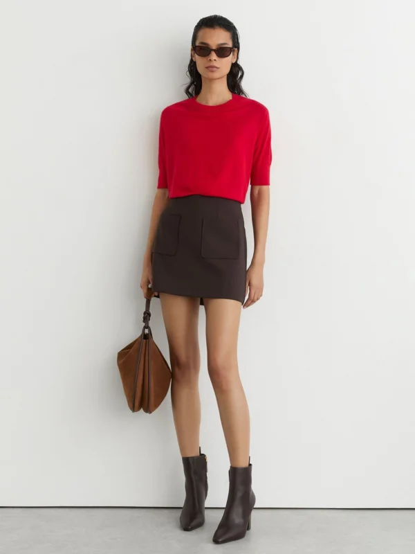Reiss Red Ultra-soft Merino Wool Crew-neck T-shirt