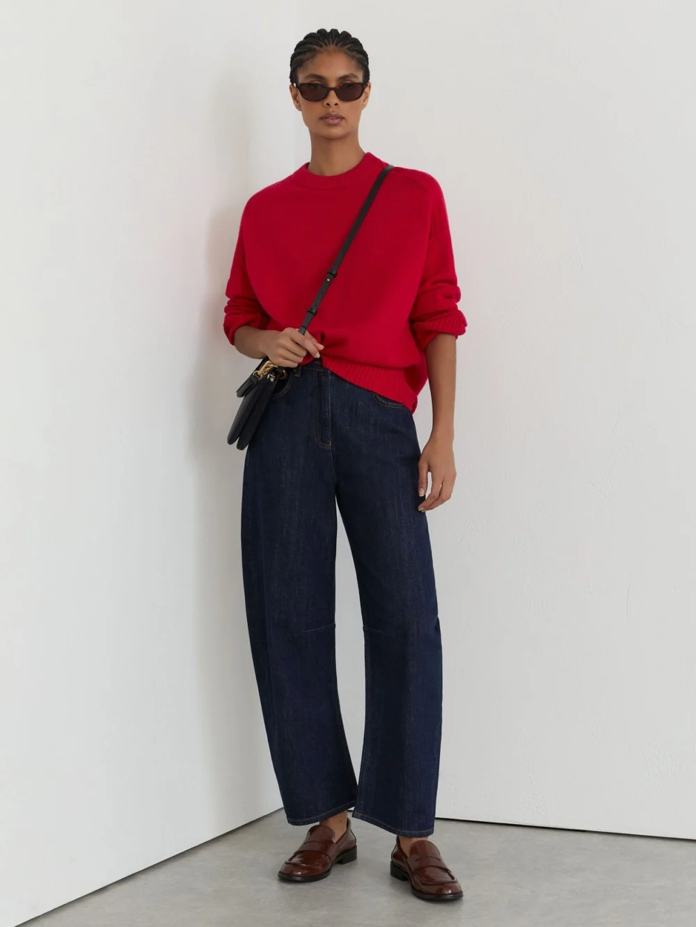 Reiss Red Wool-cashmere Crew-neck Raglan Jumper