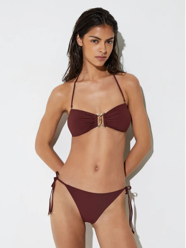 Reiss Rhubarb Red Bandeau Halterneck Bikini Top