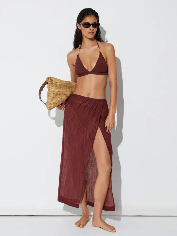 Reiss Rhubarb Red Cotton-blend Gauze Wrap Beach Skirt