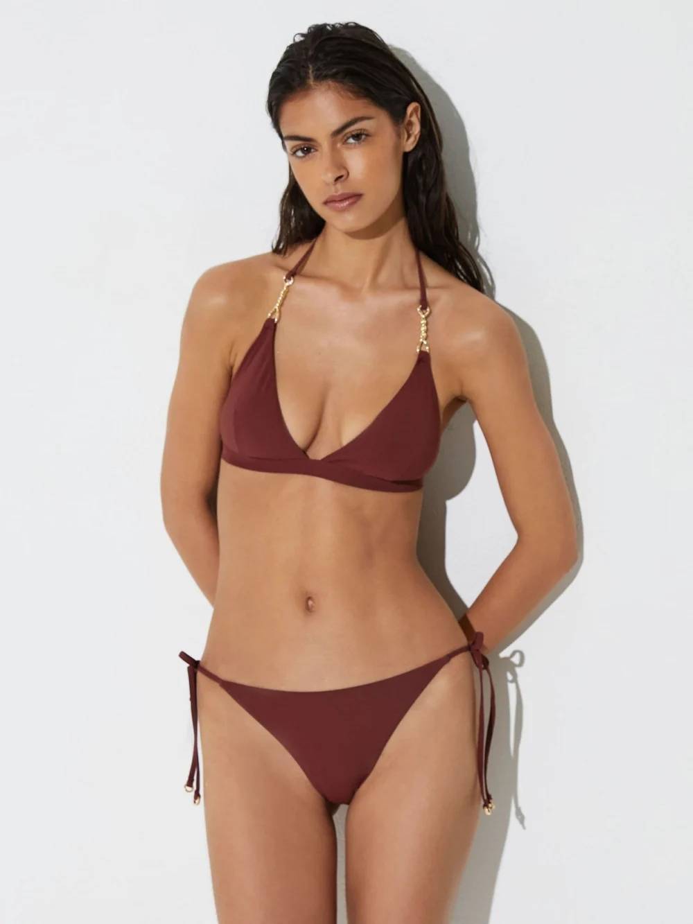 Reiss Rhubarb Red Side-tie Low-rise Bikini Bottoms