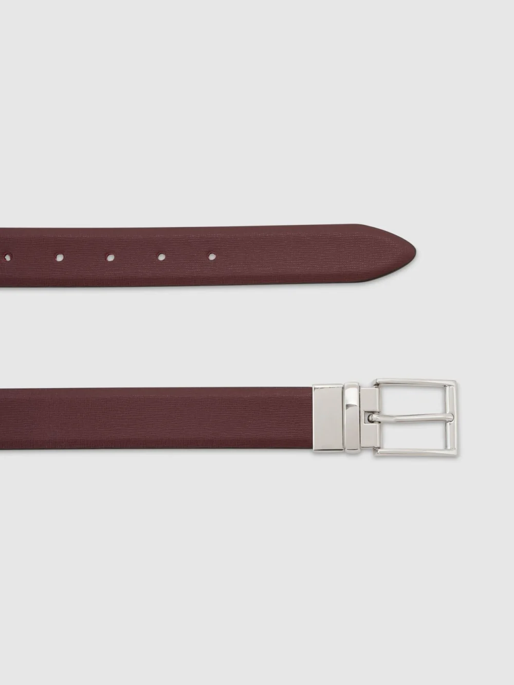 Reiss Ricky Bordeaux & Stone Reversible Leather Belt, 32, view 2