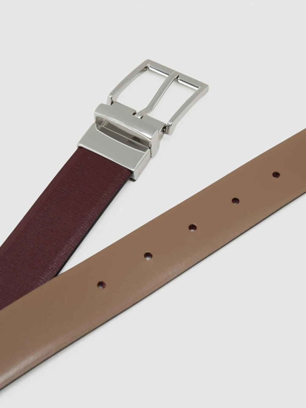 Reiss Ricky Bordeaux & Stone Reversible Leather Belt, 32, view 3