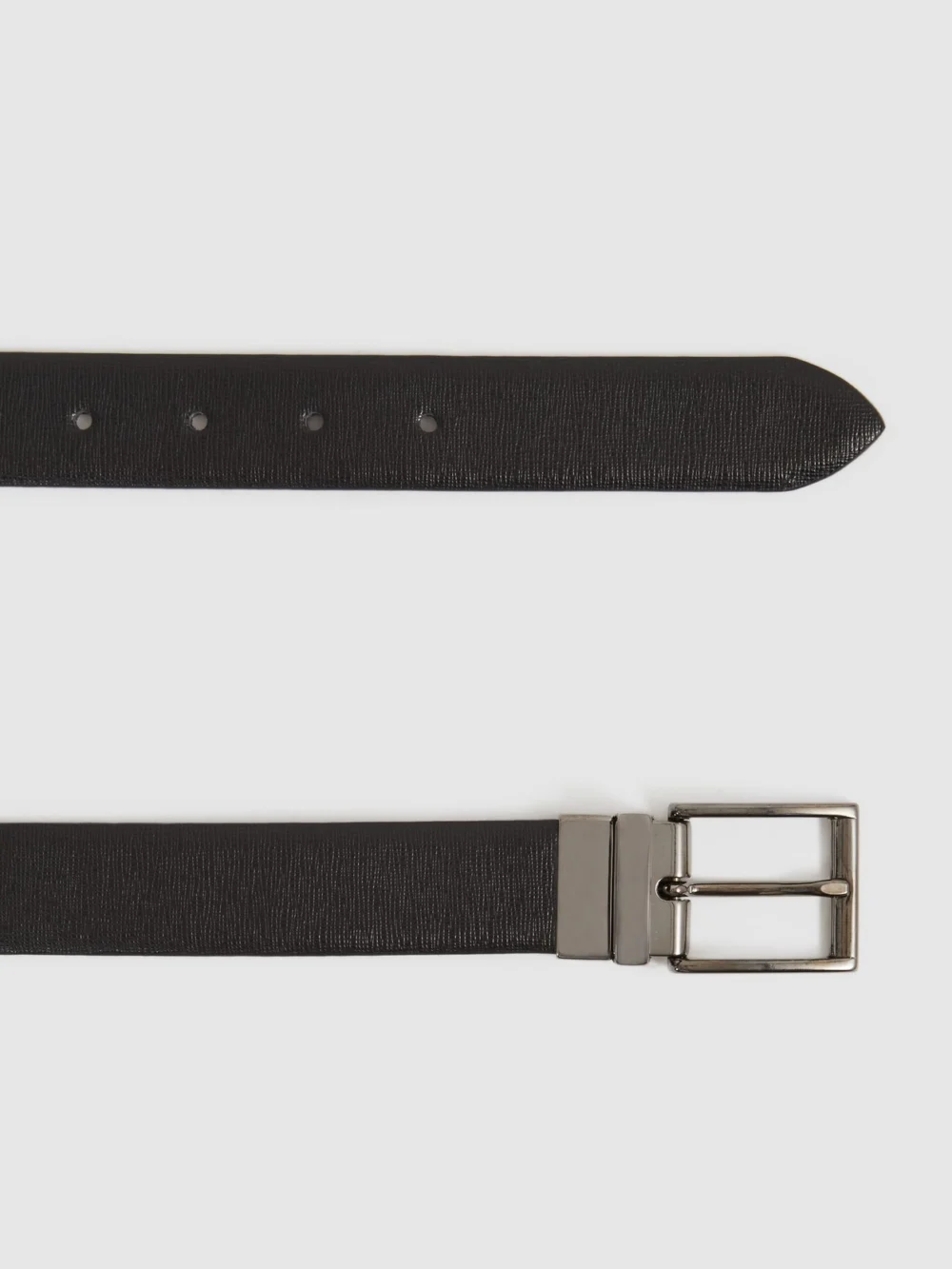 Reiss Ricky Reversible Belt - Black and Dark Brown Leather Plain, view 4