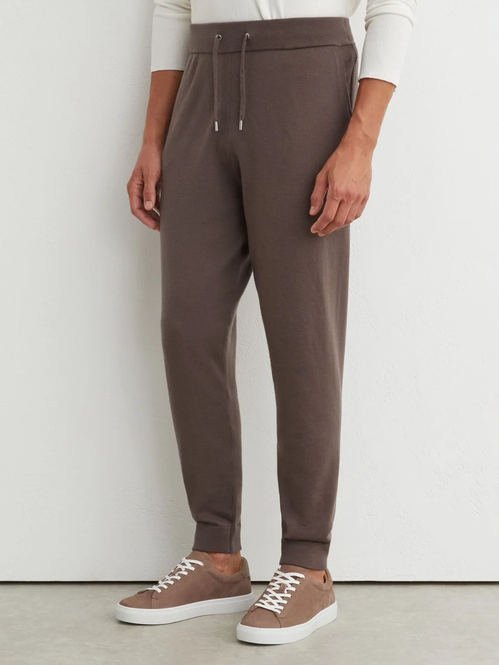 Reiss Ridge Brown Merino Wool-blend Cuffed Joggers, view 3