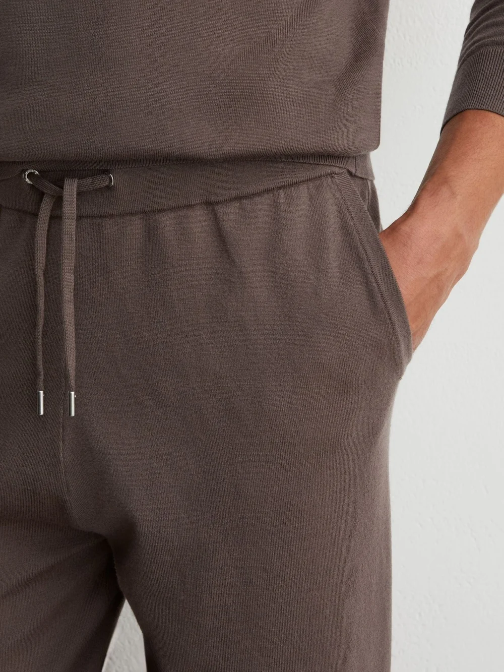 Reiss Ridge Brown Merino Wool-blend Cuffed Joggers, view 4