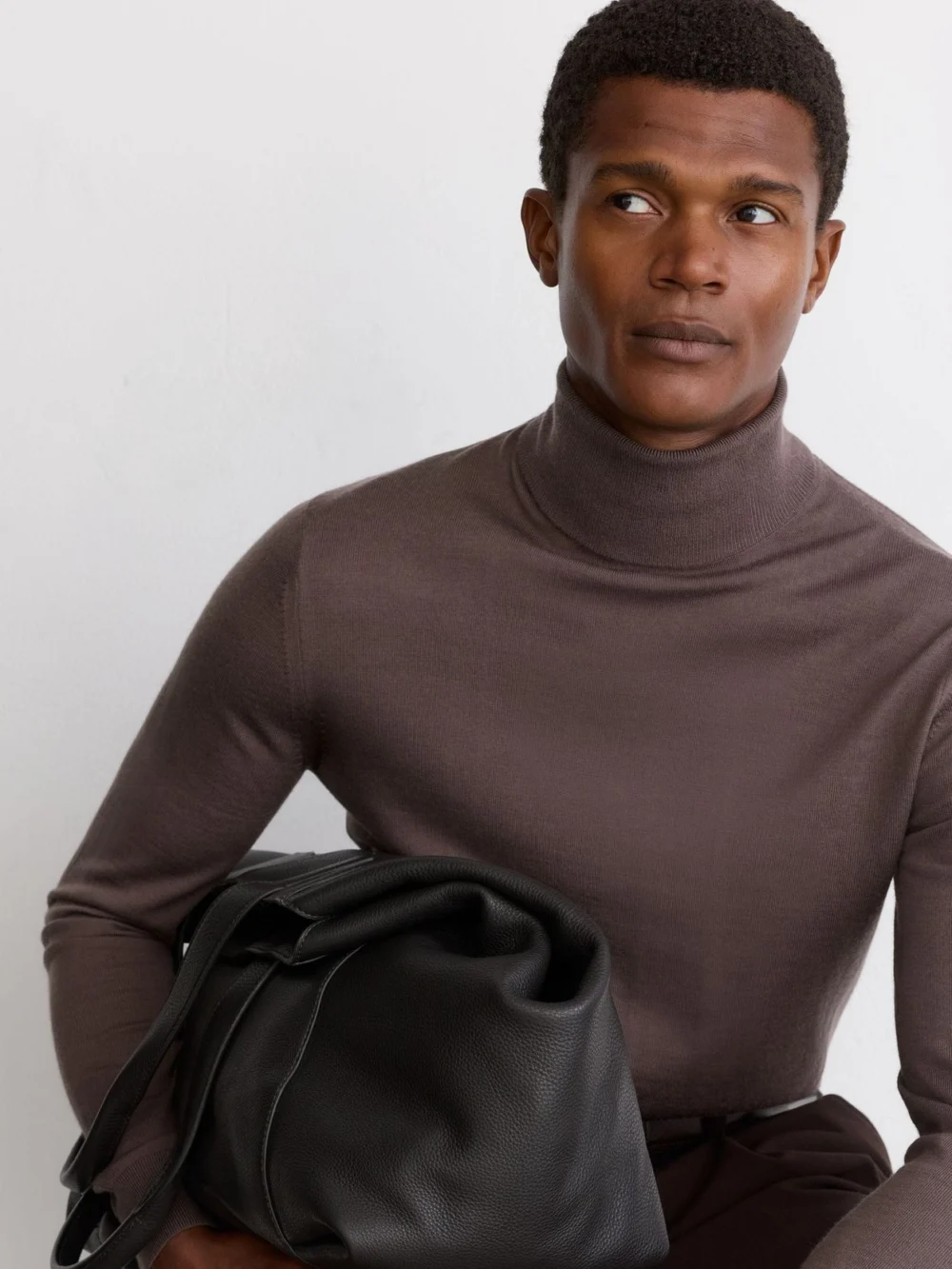 Reiss Ridge Brown Merino Wool Roll-neck Jumper