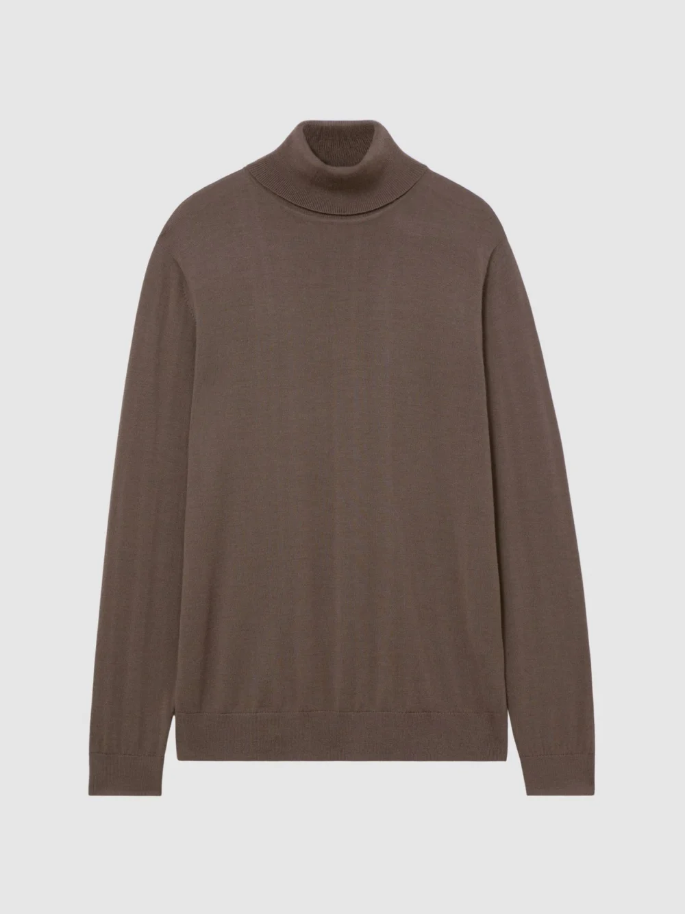 Reiss Ridge Brown Merino Wool Roll-neck Jumper, view 2