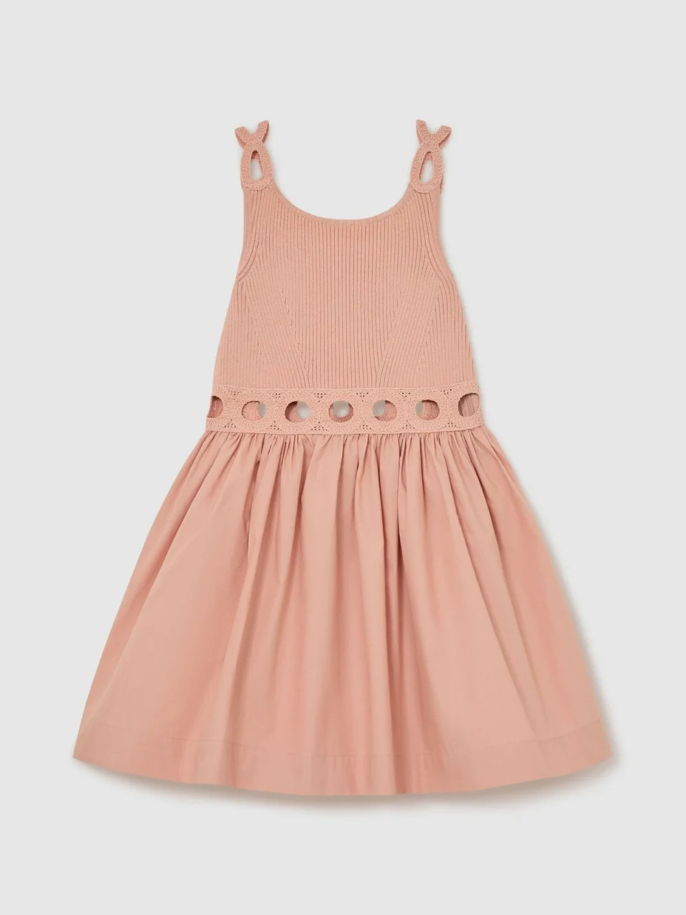 Reiss Rita Apricot 9-13 yrs Rib-knit Mix Cut-out Flared Dress, 9-10 Years, view 2