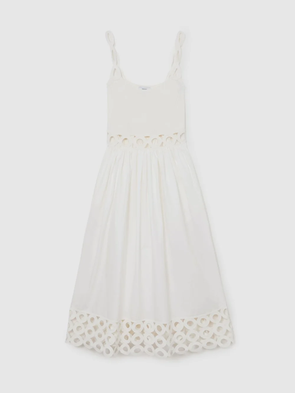 Reiss Rita Rib-knit Woven Mix Cut-out Midi Dress, L, view 2