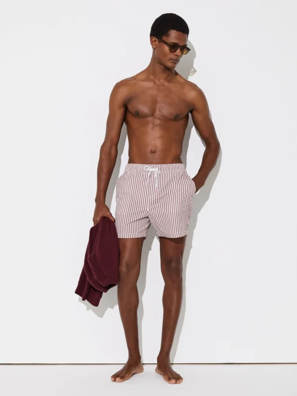 Reiss Rose Pink & White Seersucker Stripe Swim Shorts