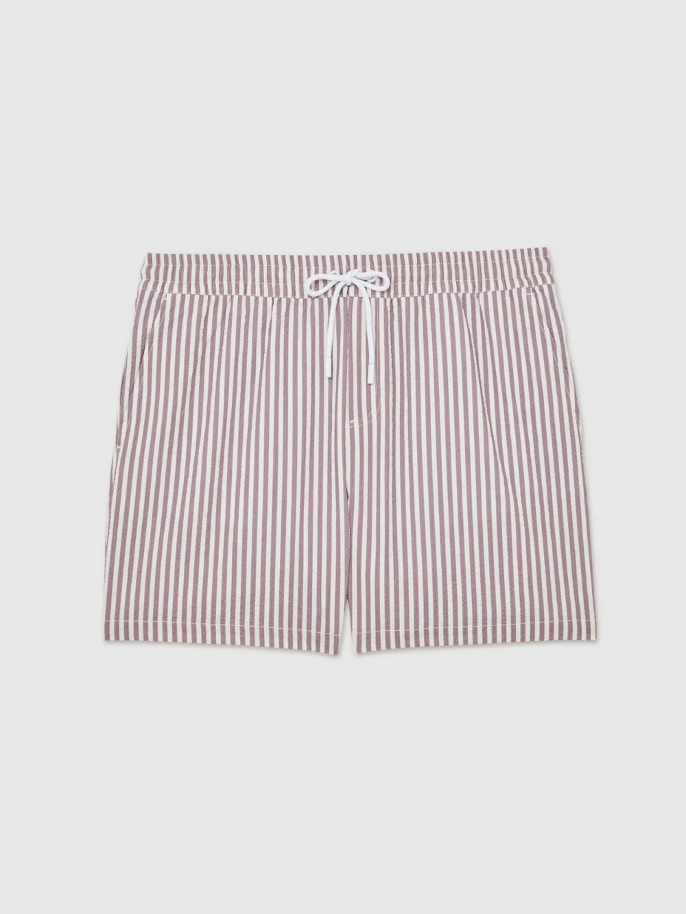 Reiss Rose Pink & White Seersucker Stripe Swim Shorts, view 2