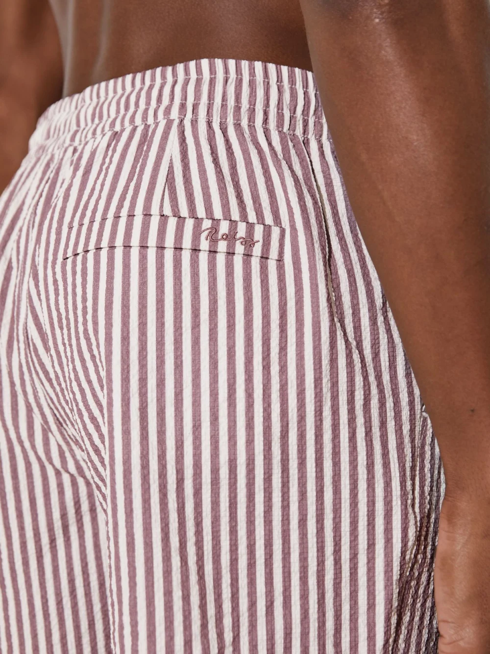 Reiss Rose Pink & White Seersucker Stripe Swim Shorts, view 4