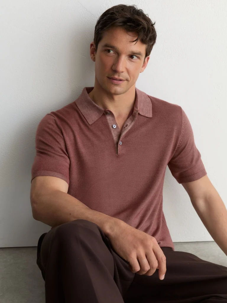 Reiss Rose Pink Pigment-dyed Merino Wool Polo Jumper