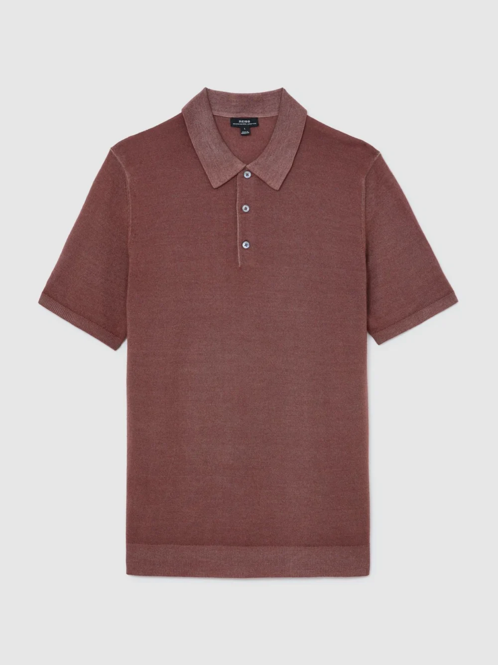 Reiss Rose Pink Pigment-dyed Merino Wool Polo Jumper, view 2