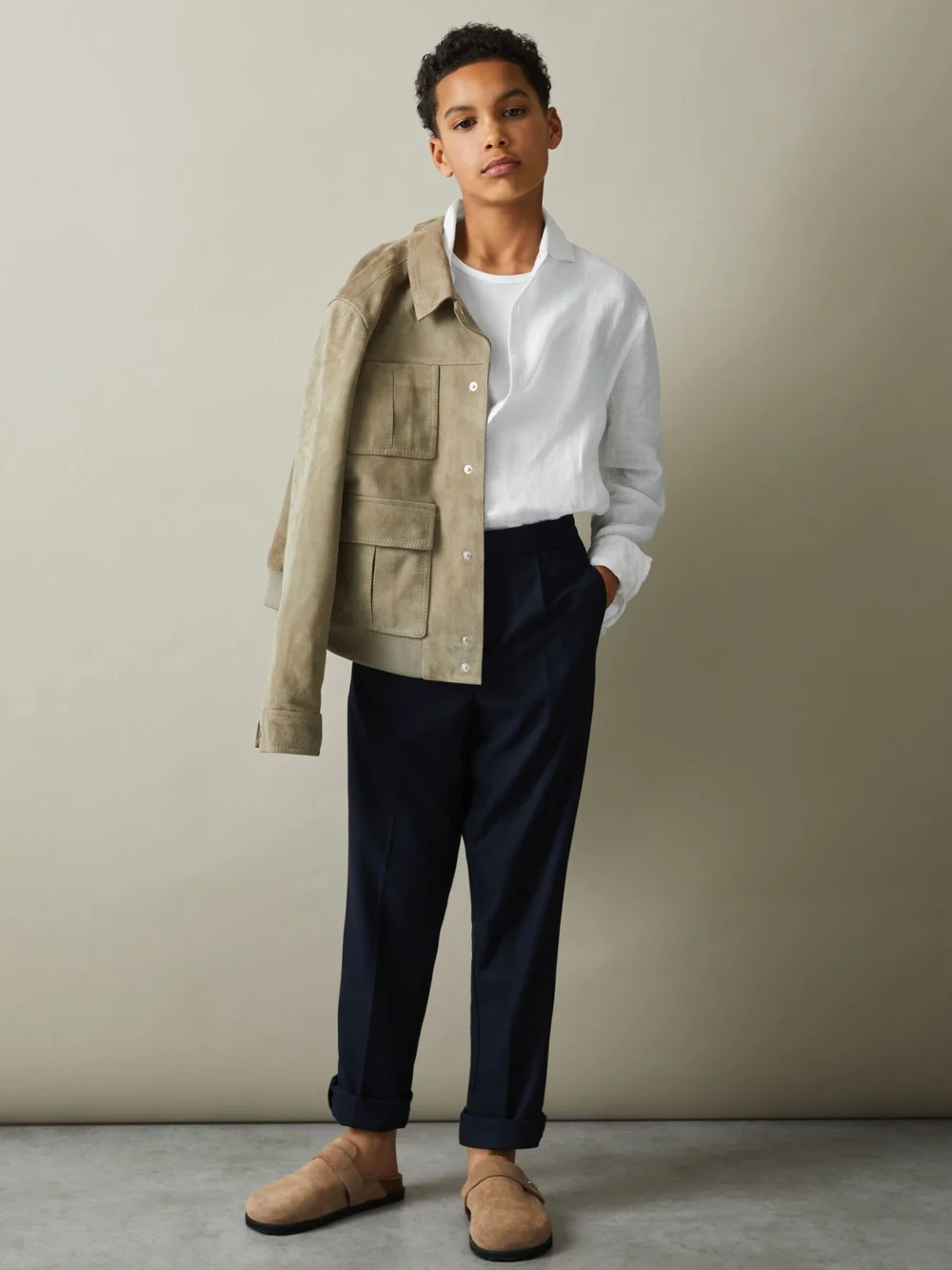 Reiss Ruban Shirt Linen Marl Texture, view 3