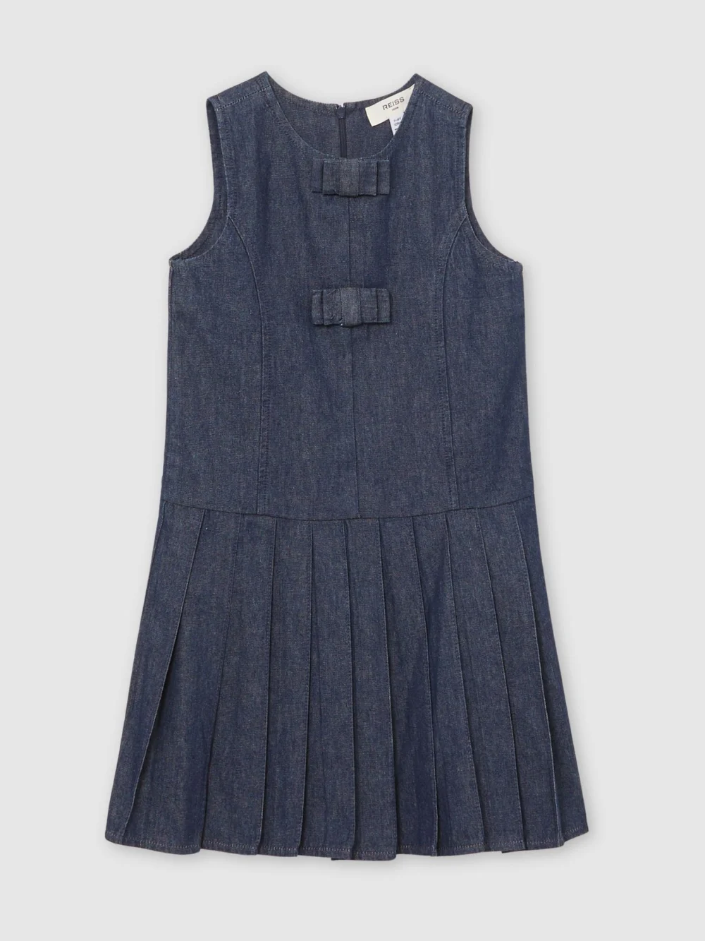 Reiss Ruby Indigo 9-13 yrs Sleeveless Pleated Denim Dress, 12-13 Years, view 2