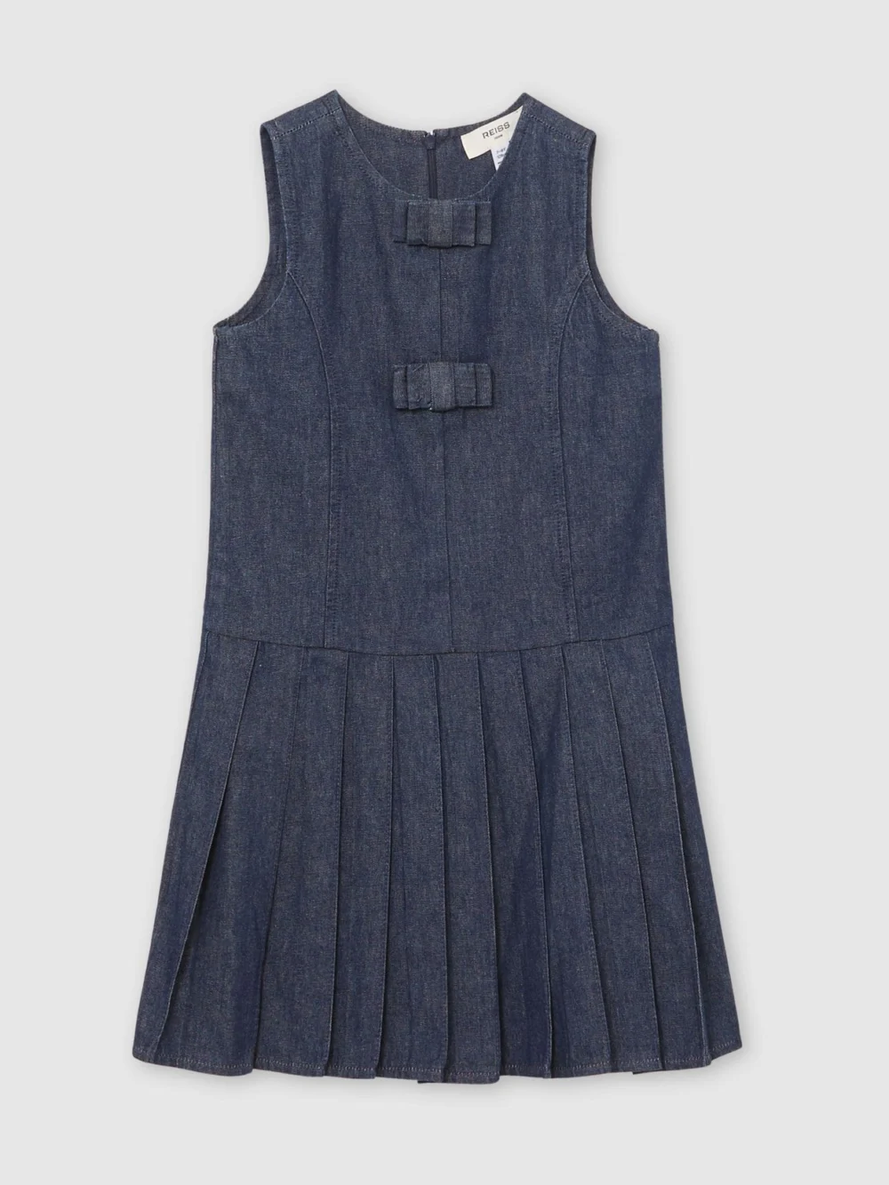 Reiss Ruby Indigo 9-13 yrs Sleeveless Pleated Denim Dress, 12-13 Years, view 5