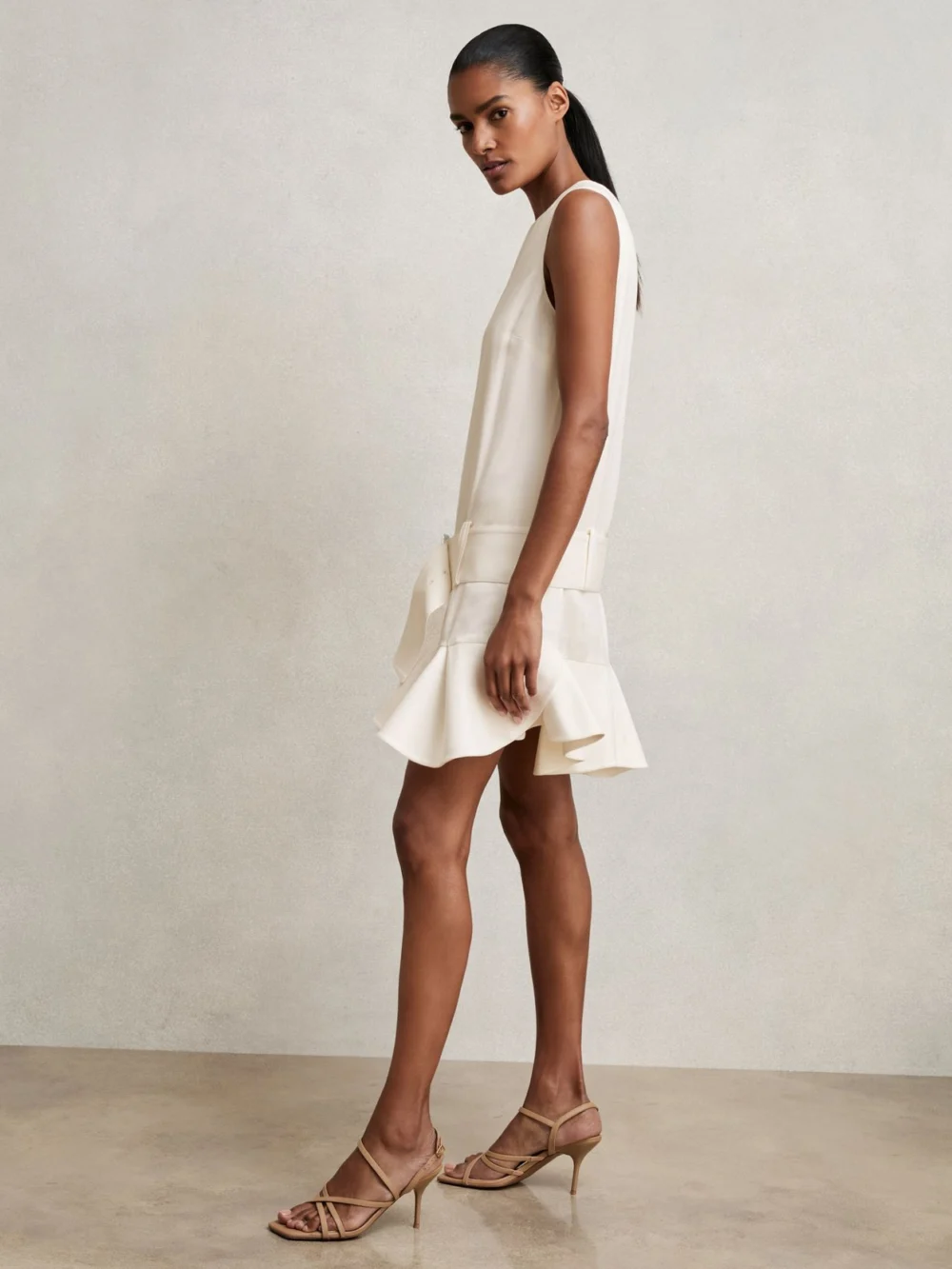 Reiss Ruffle Hem Belted Mini Dress, view 3