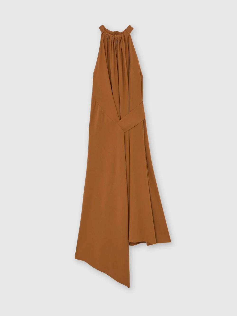 Reiss Rust Orange Drape-detail Sleeveless Midi Dress, view 2