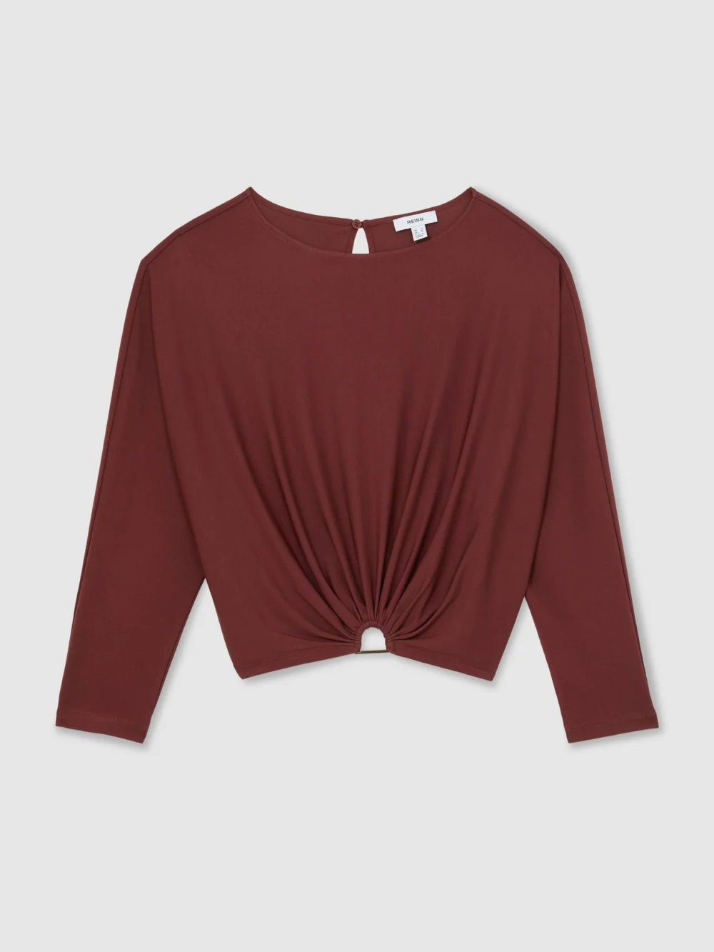 Reiss Rust Orange Jersey Hardware-detail Cropped Top, view 2