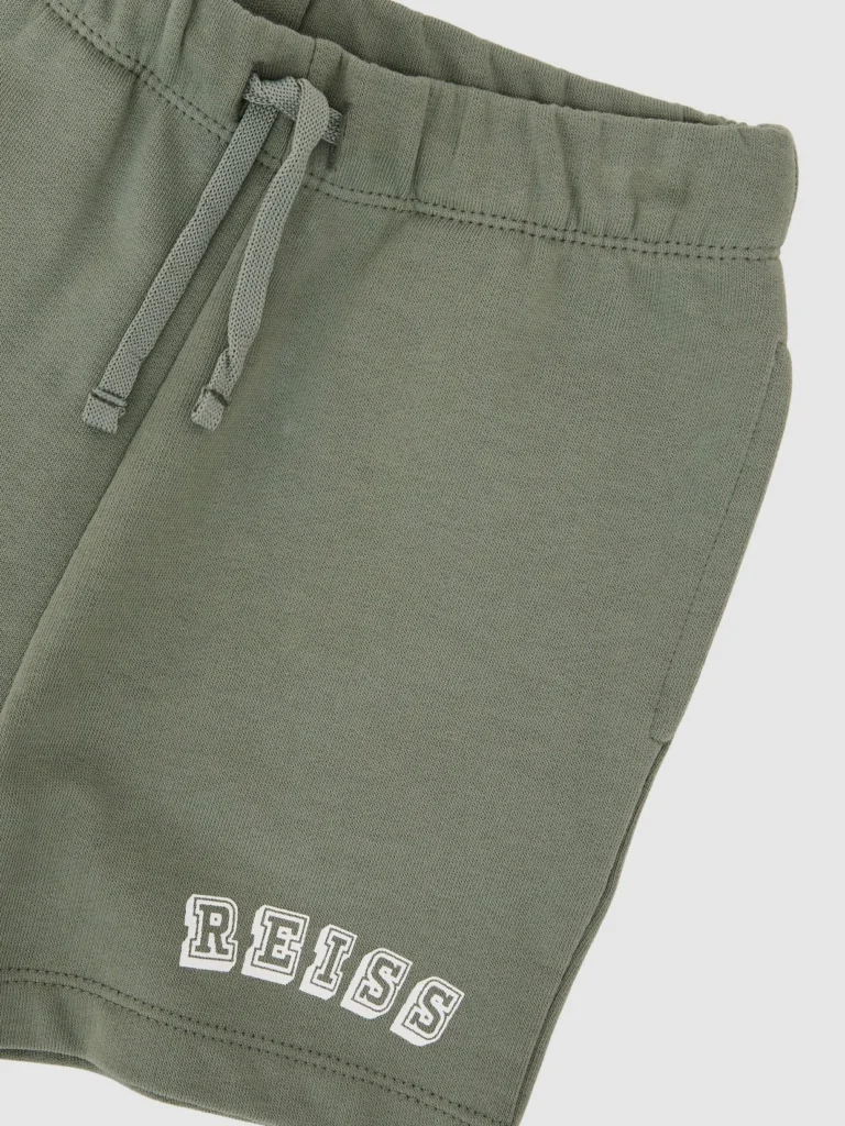 Reiss Sage & Off White 9-13 yrs Cotton Logo Drawstring Shorts
