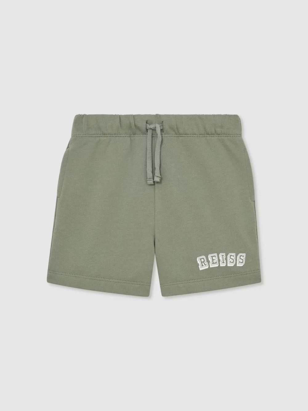 Reiss Sage & Off White 9-13 yrs Cotton Logo Drawstring Shorts, view 2